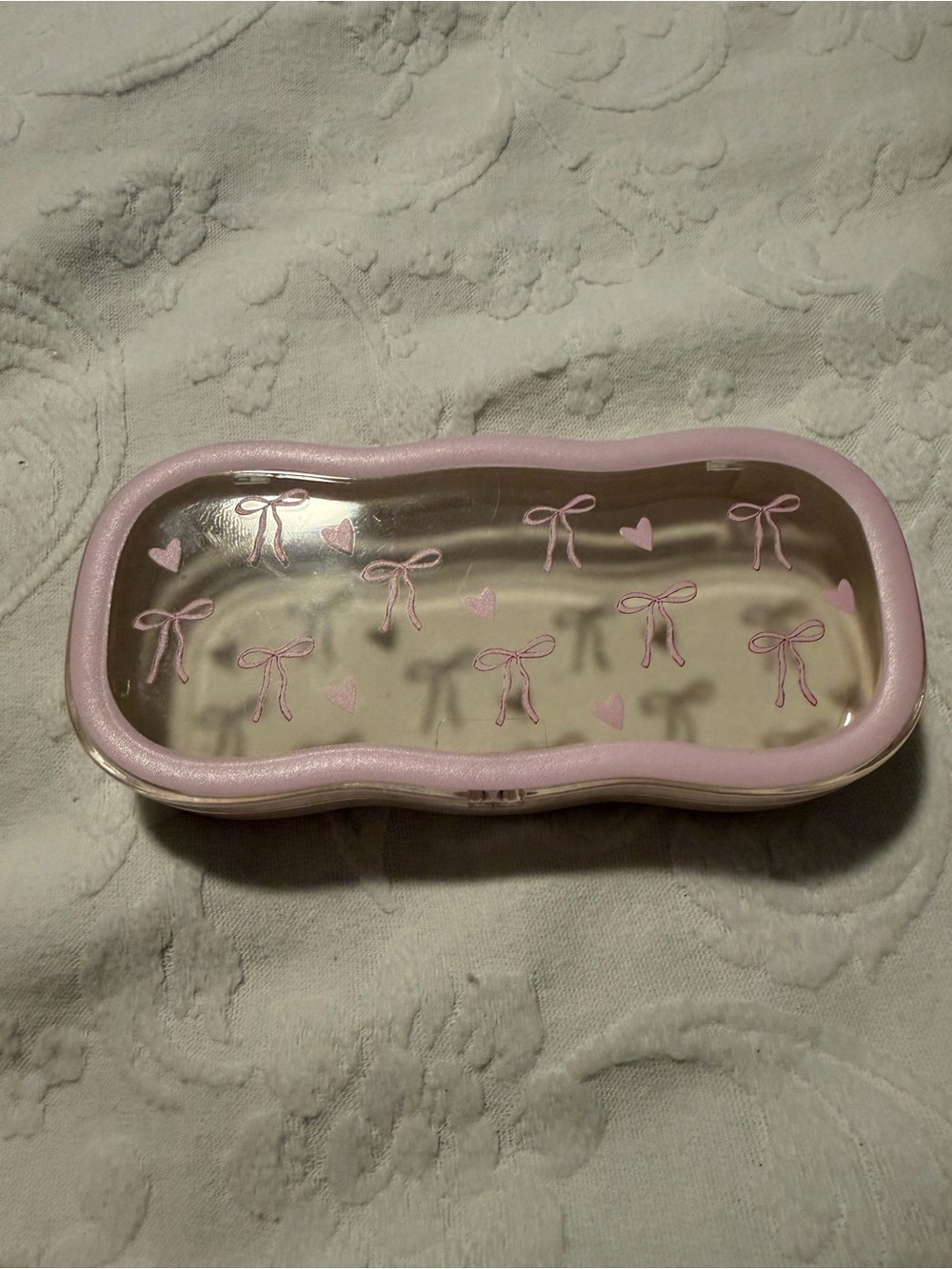 Pink Bow-Pattern Sunglasses Case for Women